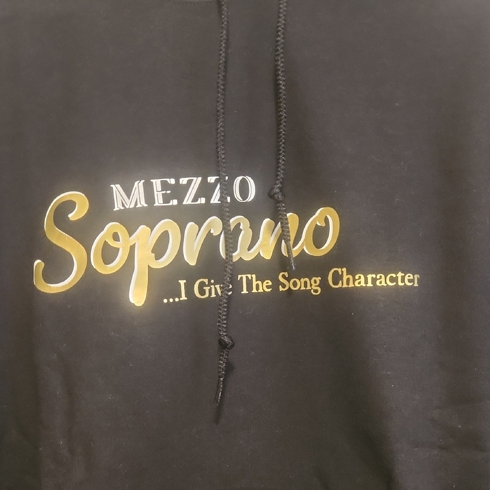 Choir Attire Mezzo Soprano Black Hoodie Sweatshirt w/ Gold Mettalic Script Sz-L